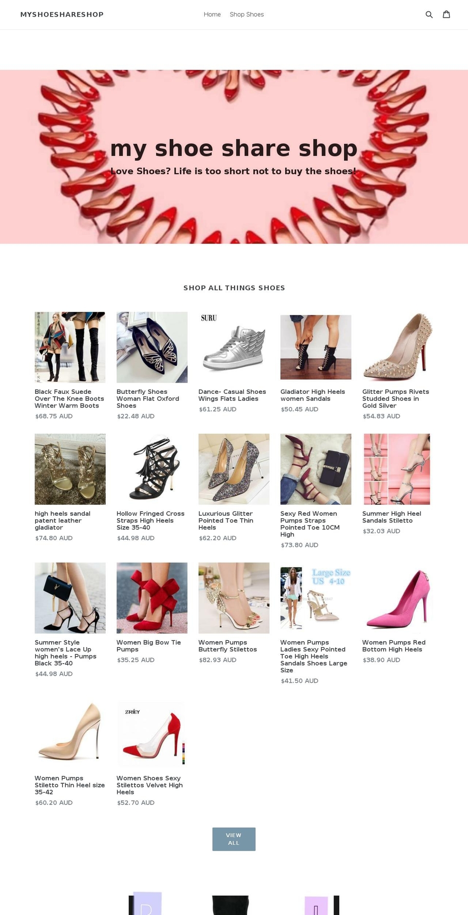 myshoeshareshop.com — Shopify storefront screenshot