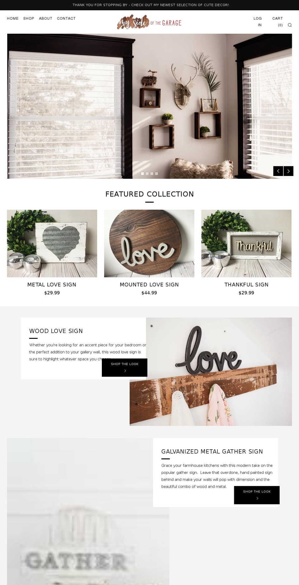 mysideofthegarage.com — Shopify storefront screenshot