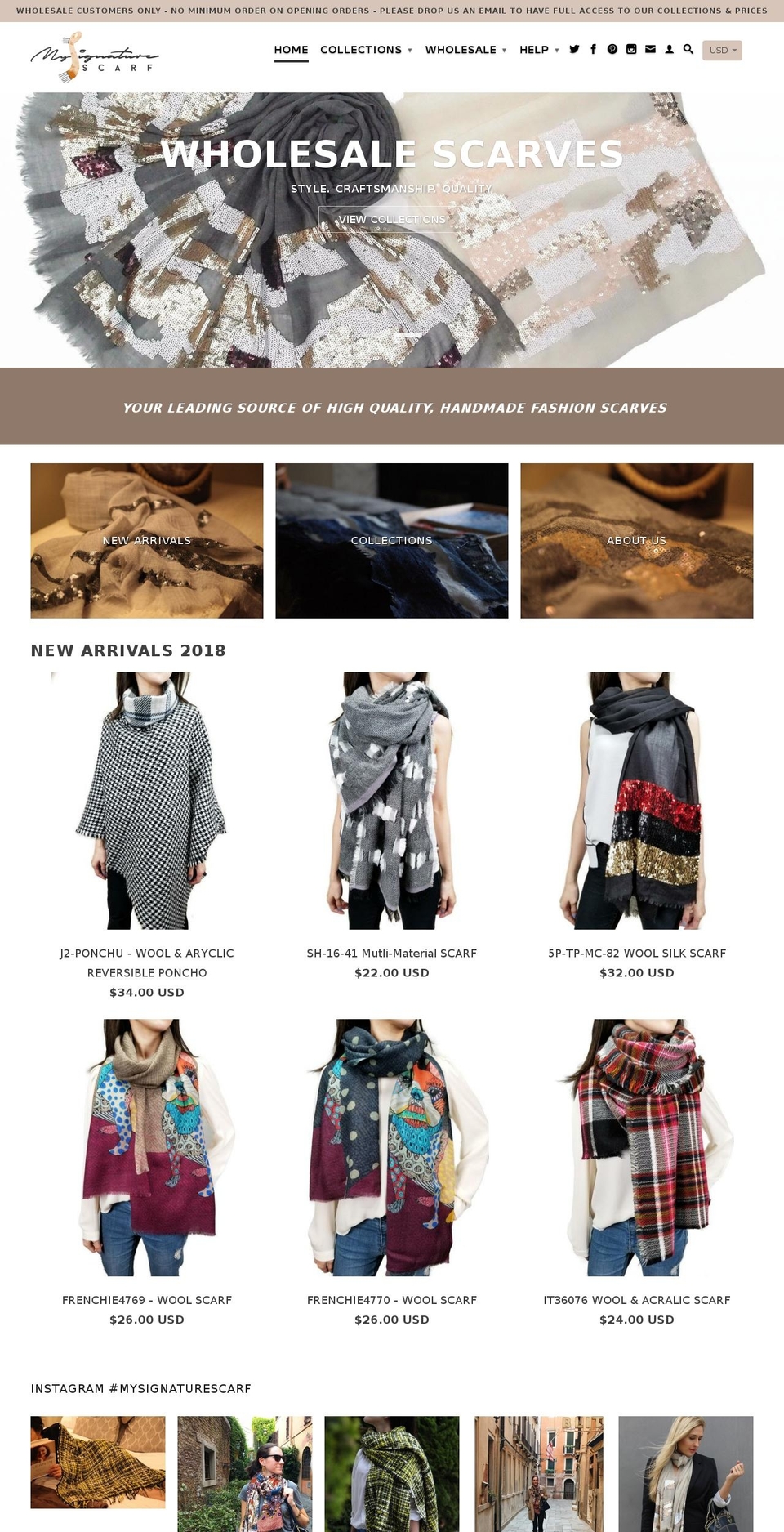 mysignaturescarf.com — Shopify storefront screenshot