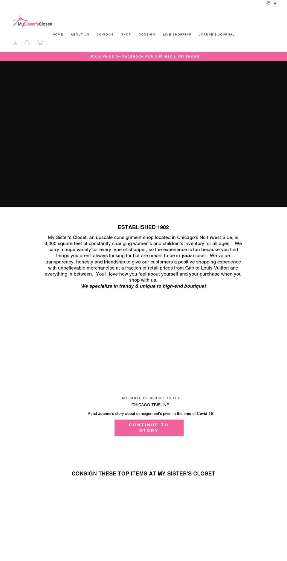 mysistersclosetchicago.com shopify website screenshot