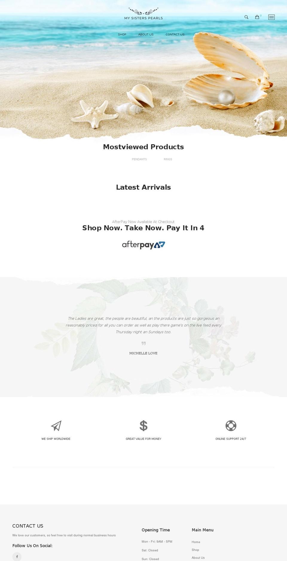 mysisterspearls.com — Shopify storefront screenshot