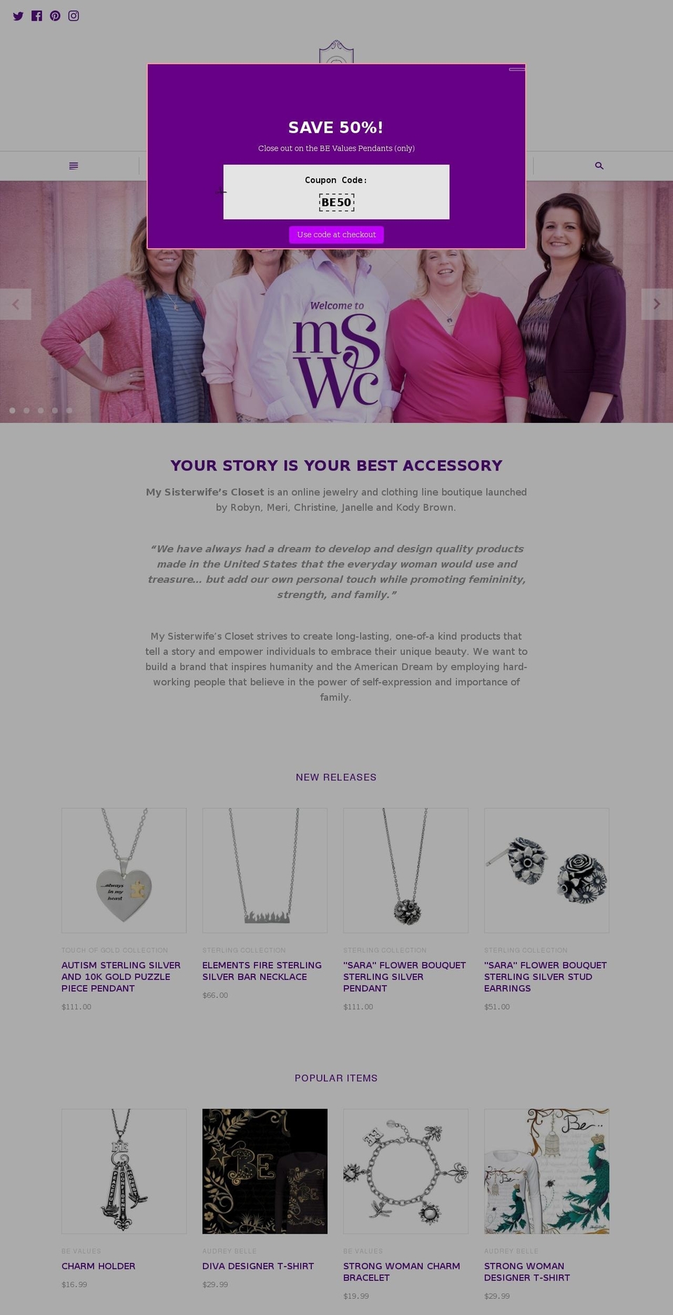 mysisterwifescloset.com — Shopify storefront screenshot