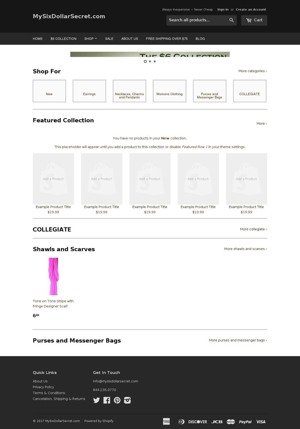 mysixdollarsecret.com shopify website screenshot