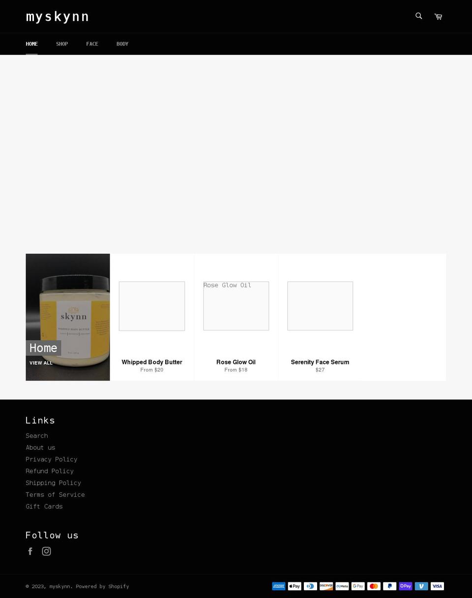 myskynn.com shopify website screenshot