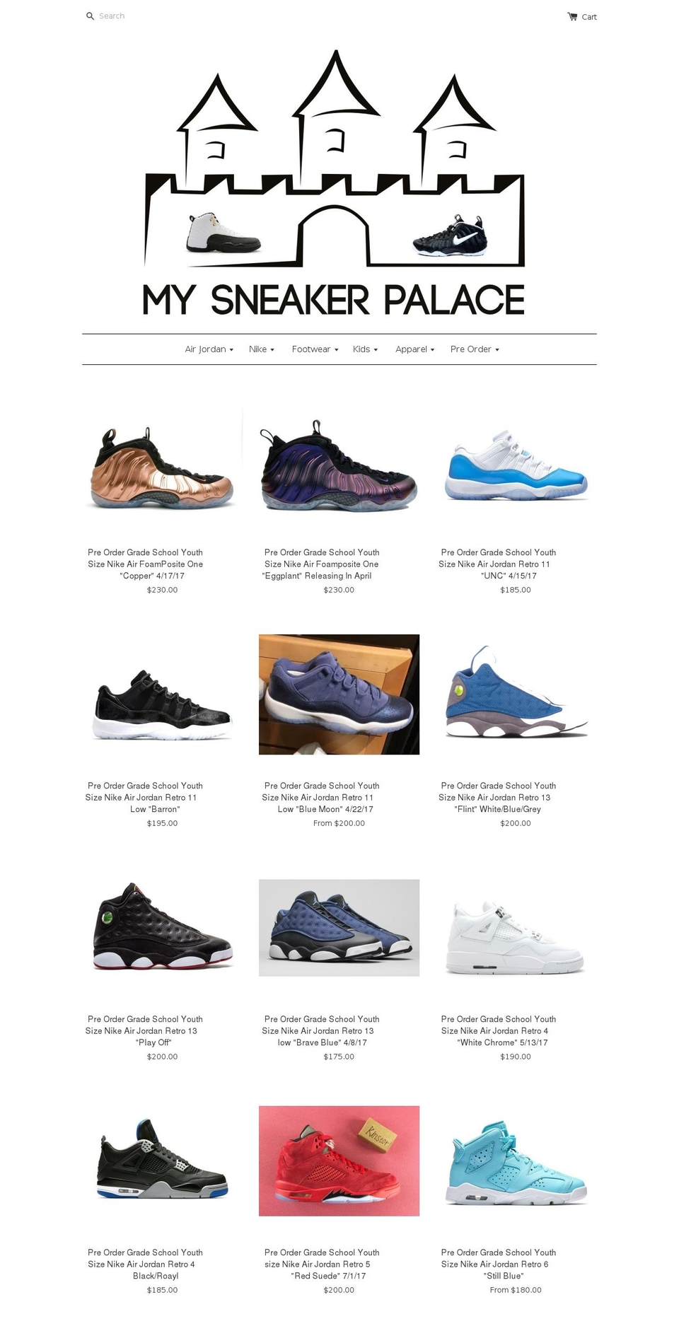 mysneakerpalace.com shopify website screenshot