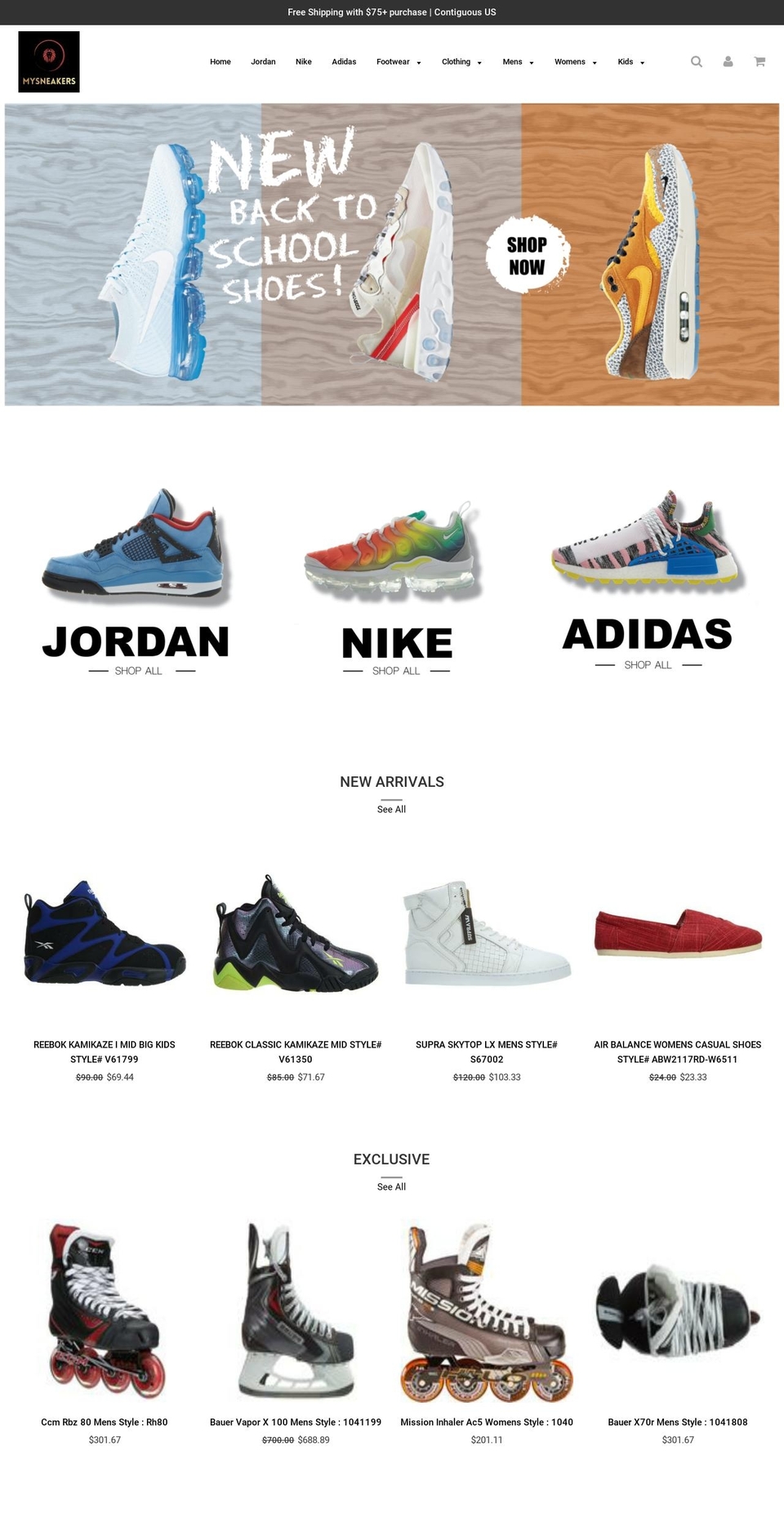 mysneakers.org shopify website screenshot