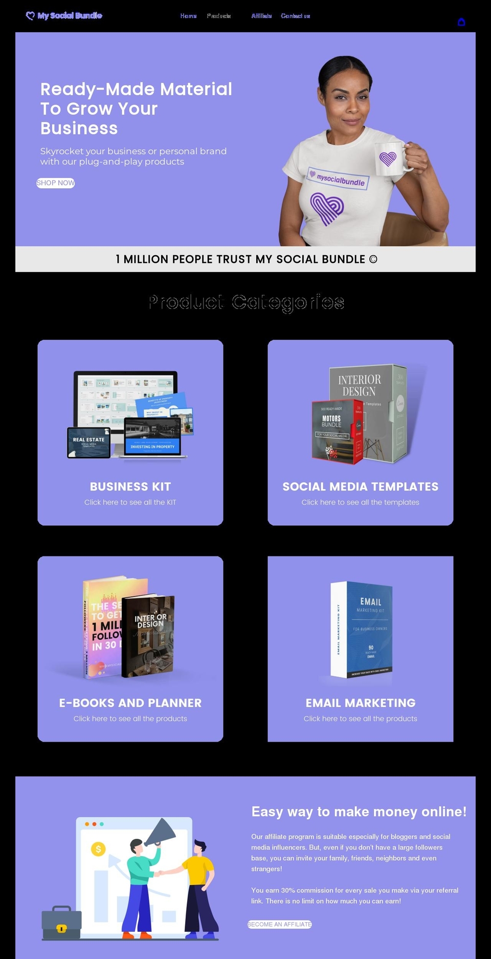 mysocialbundle.com shopify website screenshot