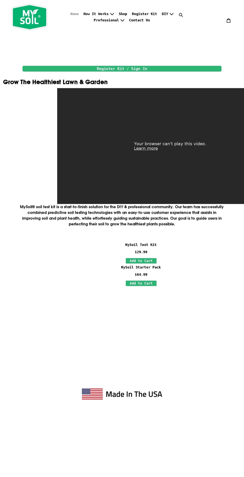 mysoiltesting.com shopify website screenshot