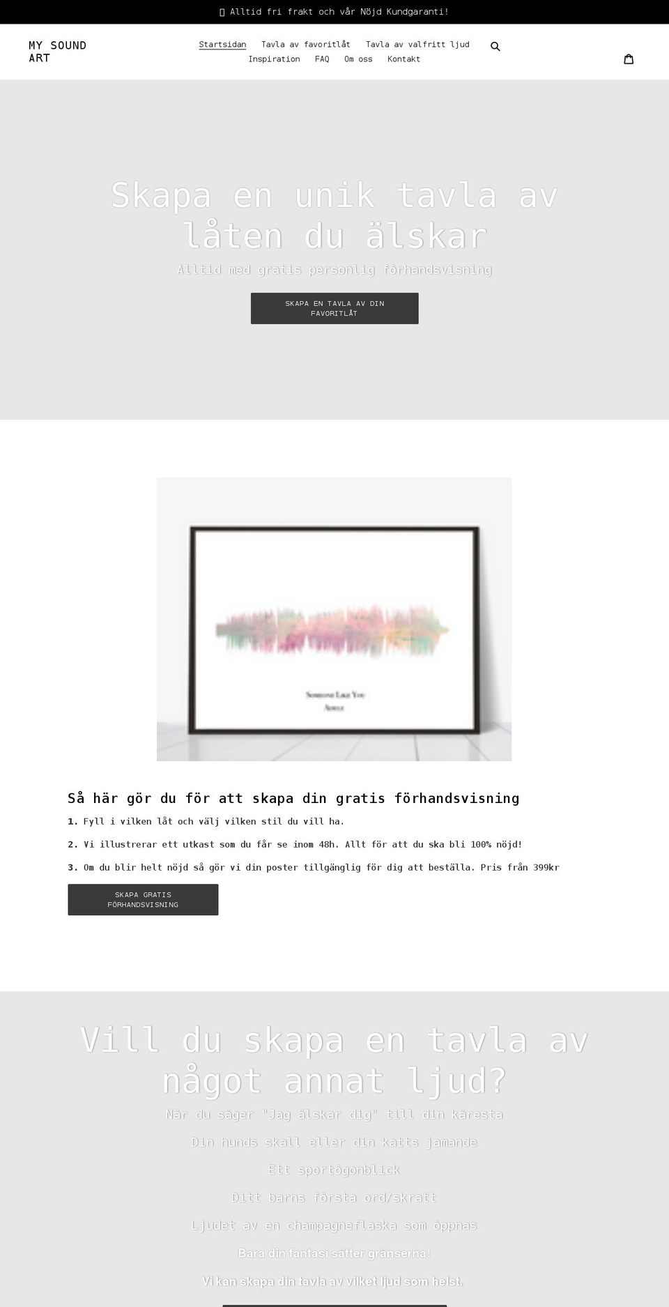 mysoundart.se shopify website screenshot