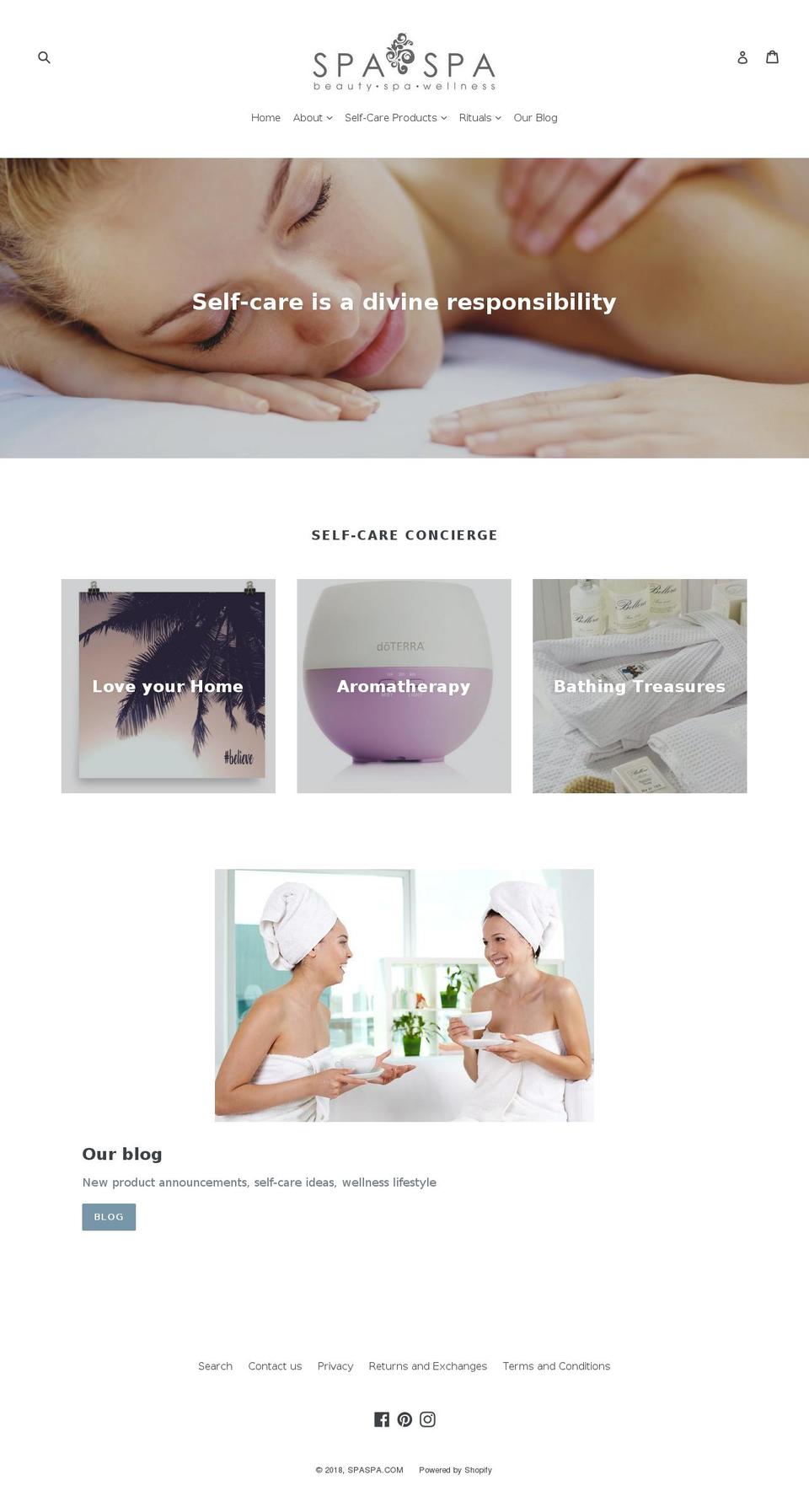 myspaessentials.com shopify website screenshot