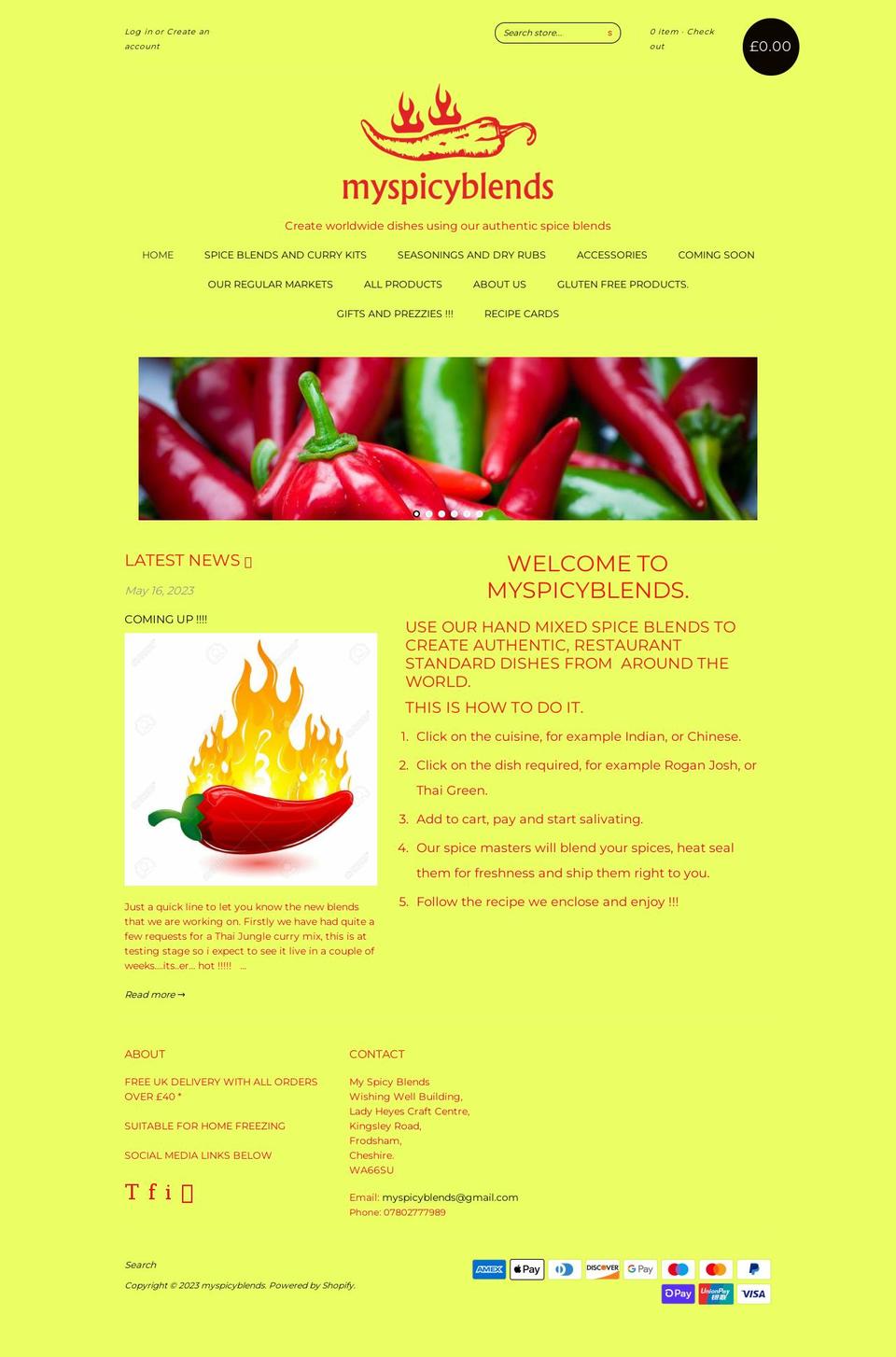 myspicyblends.co.uk shopify website screenshot