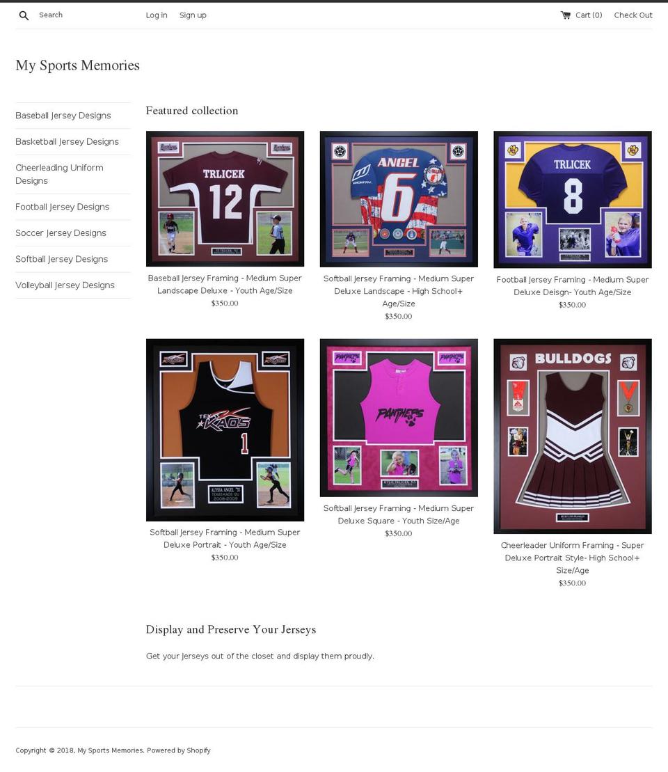 mysportsmemories.com shopify website screenshot