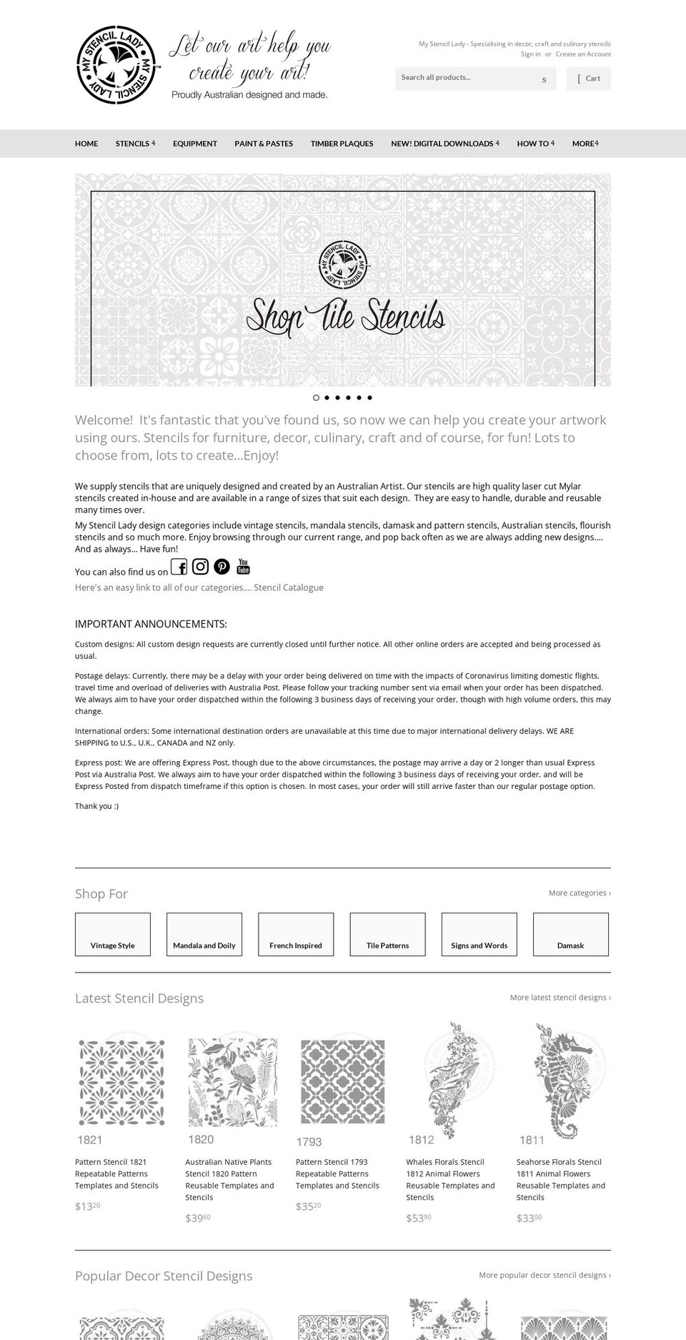 mystencillady.com.au shopify website screenshot