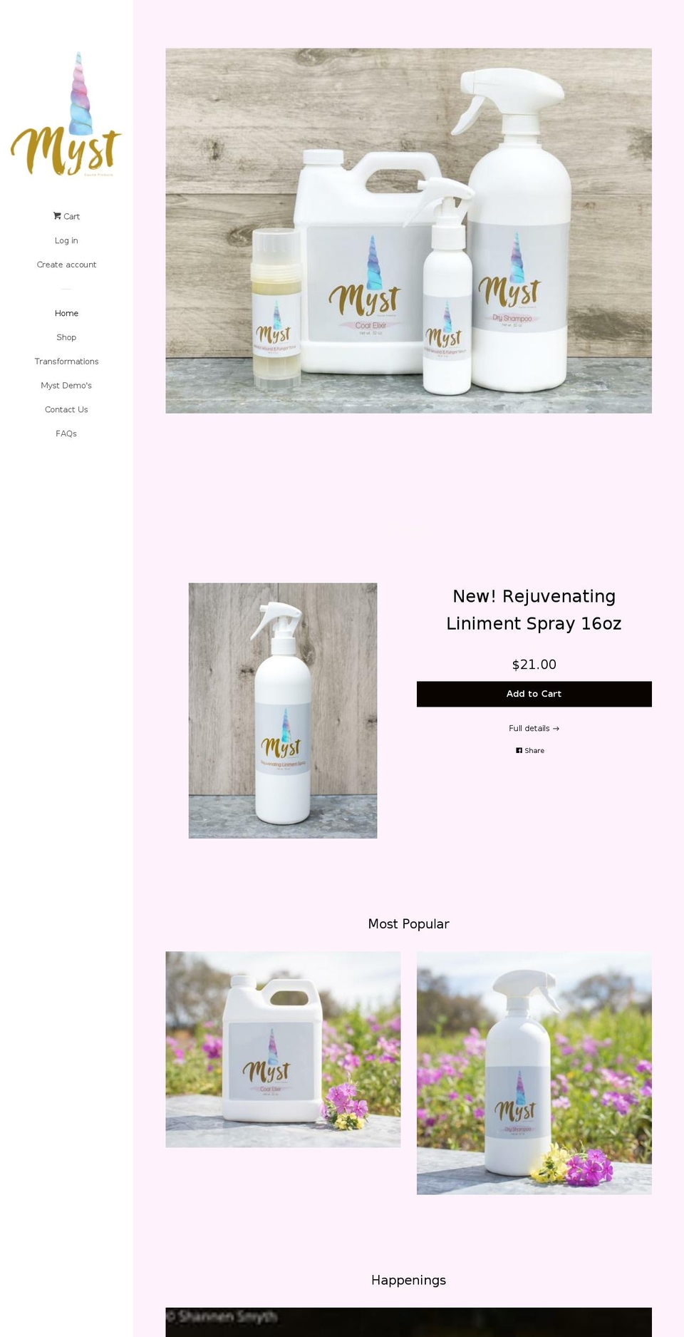 mystequineproducts.com shopify website screenshot