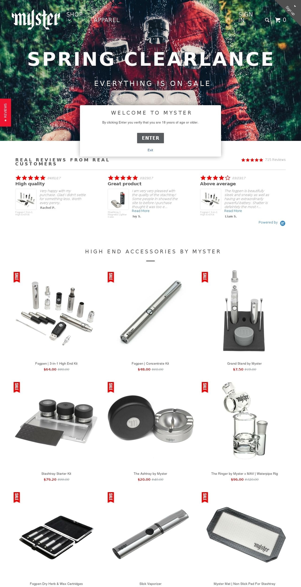 myster.myshopify.com shopify website screenshot