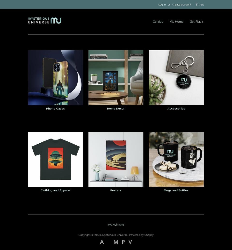 mysterious-universe.myshopify.com — Shopify storefront screenshot