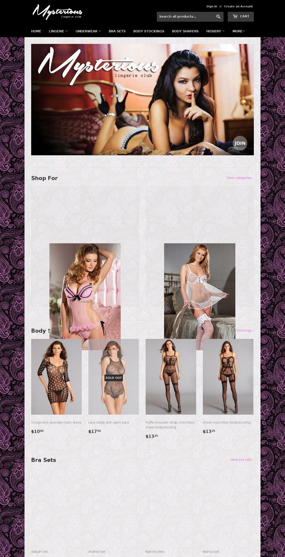 mysteriousclub.com — Shopify storefront screenshot