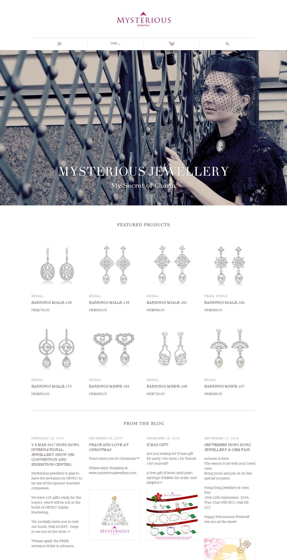 mysteriousjewellery.com shopify website screenshot
