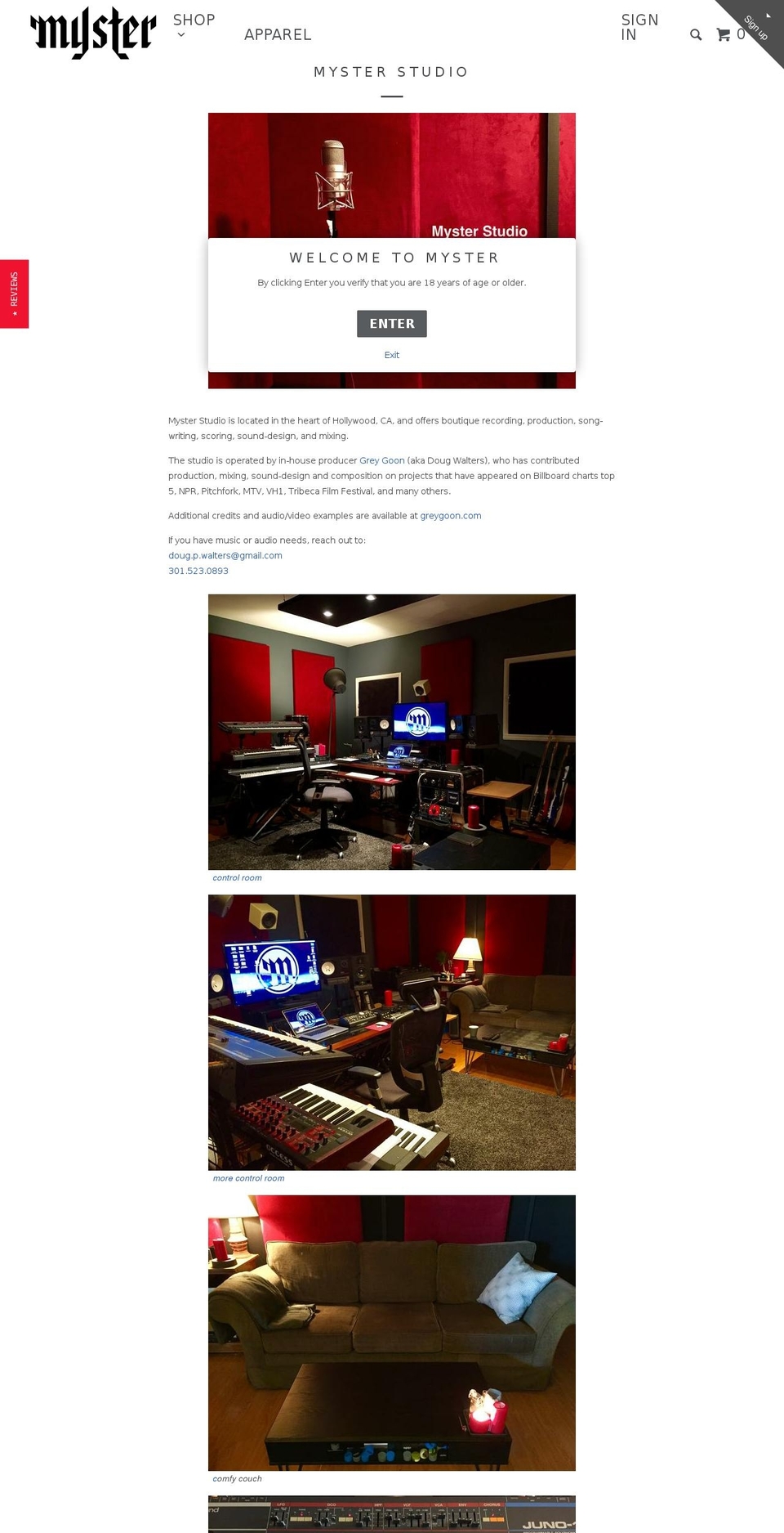 mysterstudio.com shopify website screenshot