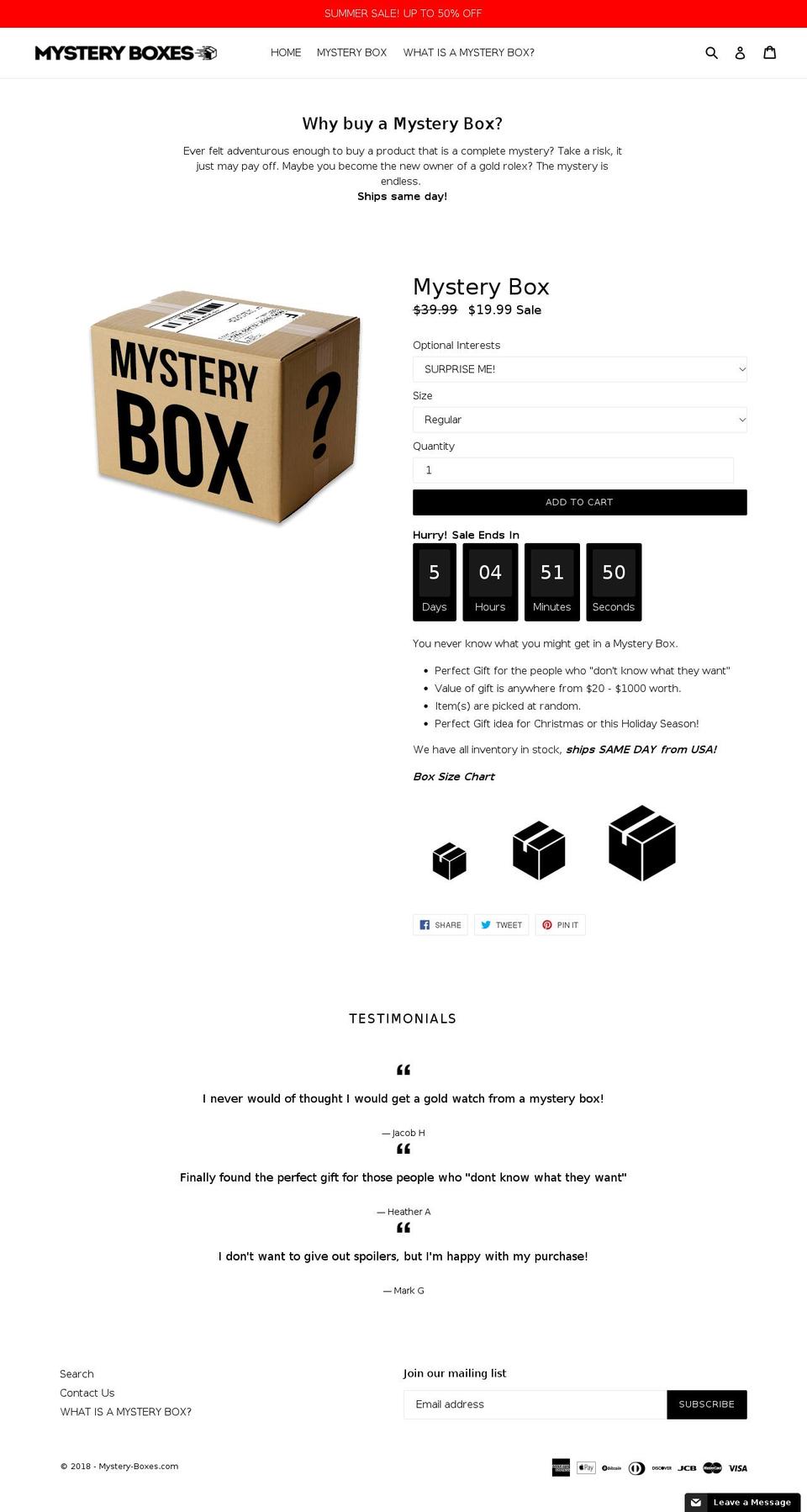mystery-boxes.com — Shopify storefront screenshot