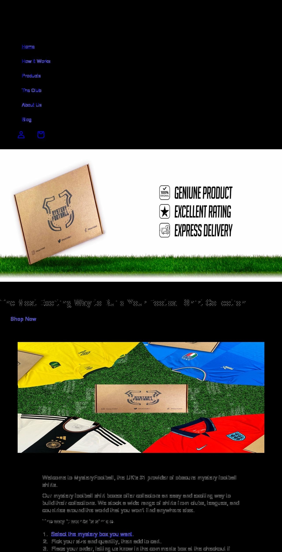 mysteryfootball.co.uk shopify website screenshot