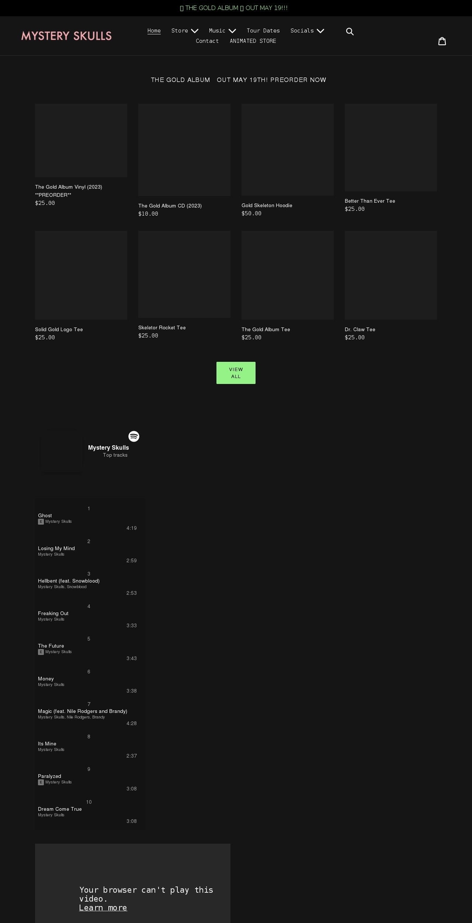 mysteryskullshq.com shopify website screenshot