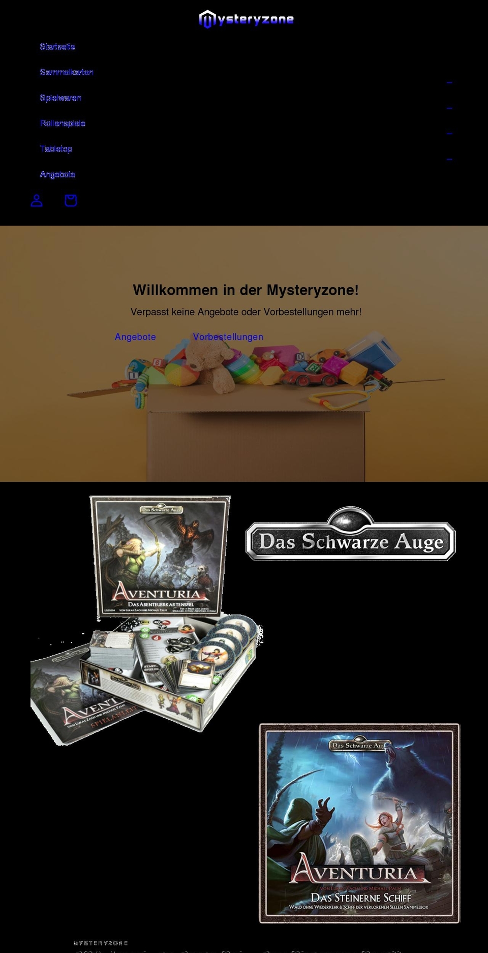 mysteryzone.de shopify website screenshot