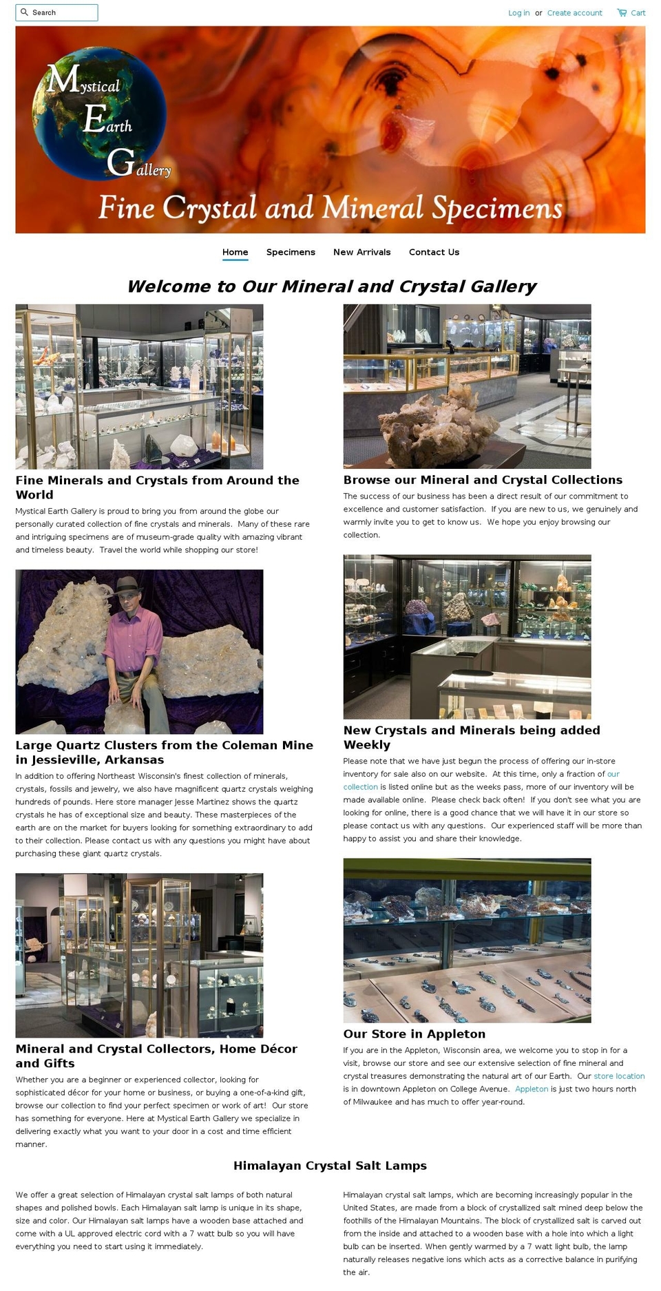 mysticalearthgallery.com shopify website screenshot