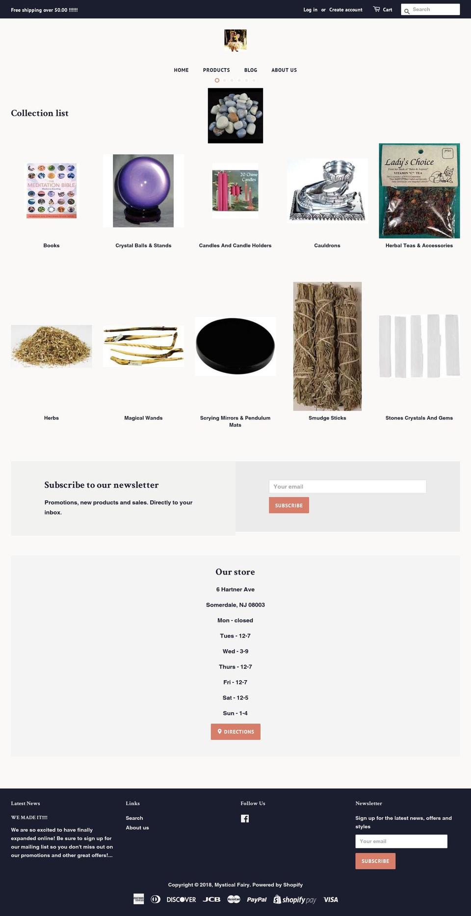 mysticalfairyshop.com — Shopify storefront screenshot