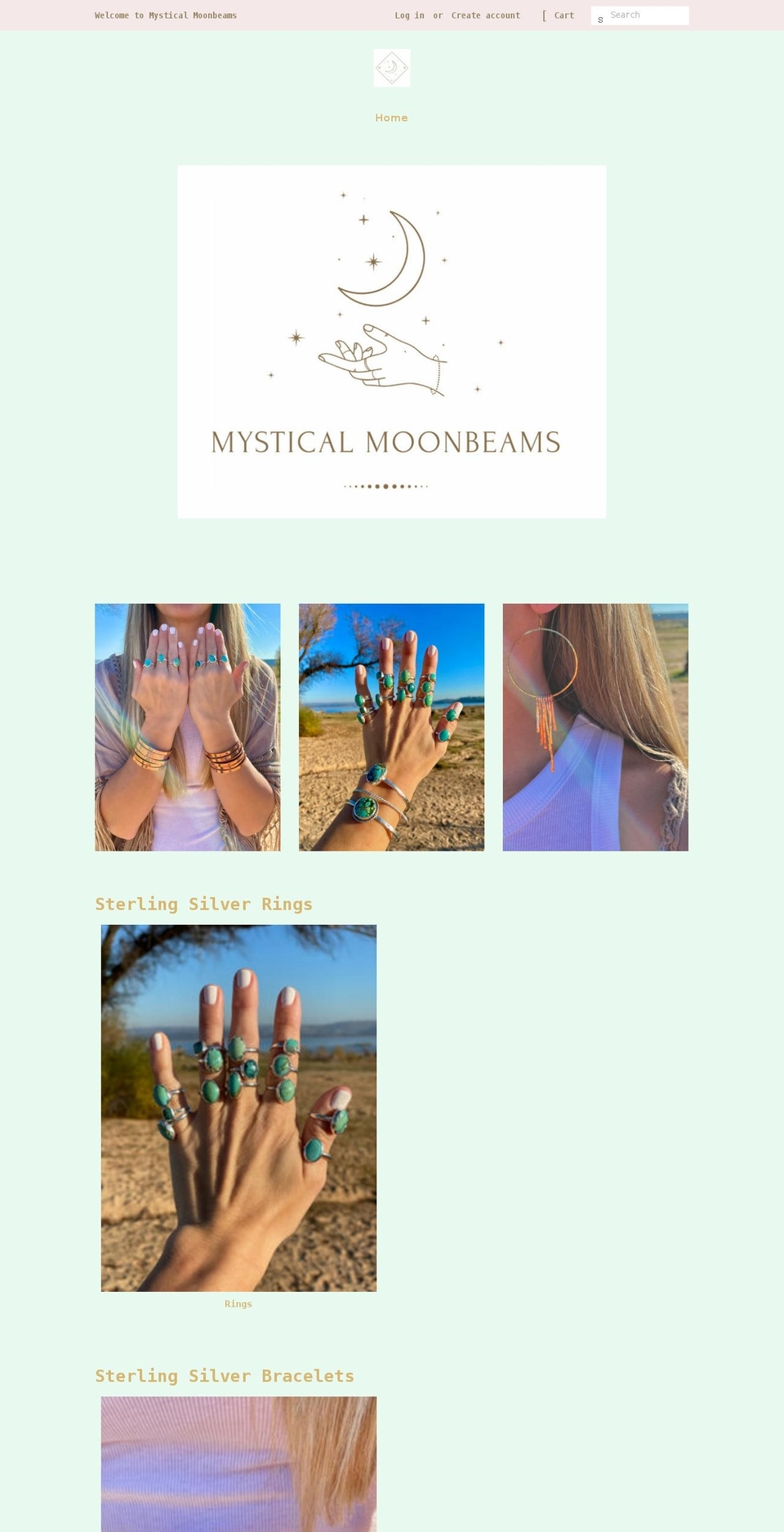 mysticalmoonbeams.com shopify website screenshot