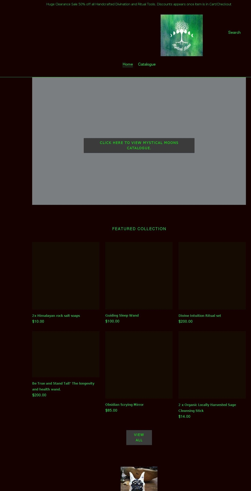 mysticalmoons.com.au shopify website screenshot