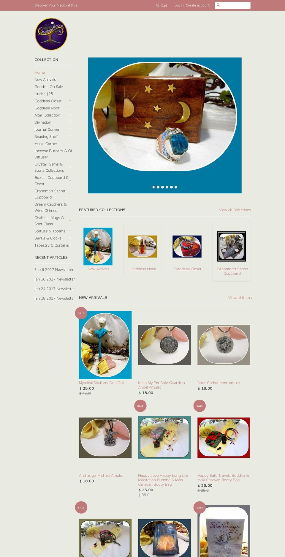 mysticalmoons.com shopify website screenshot