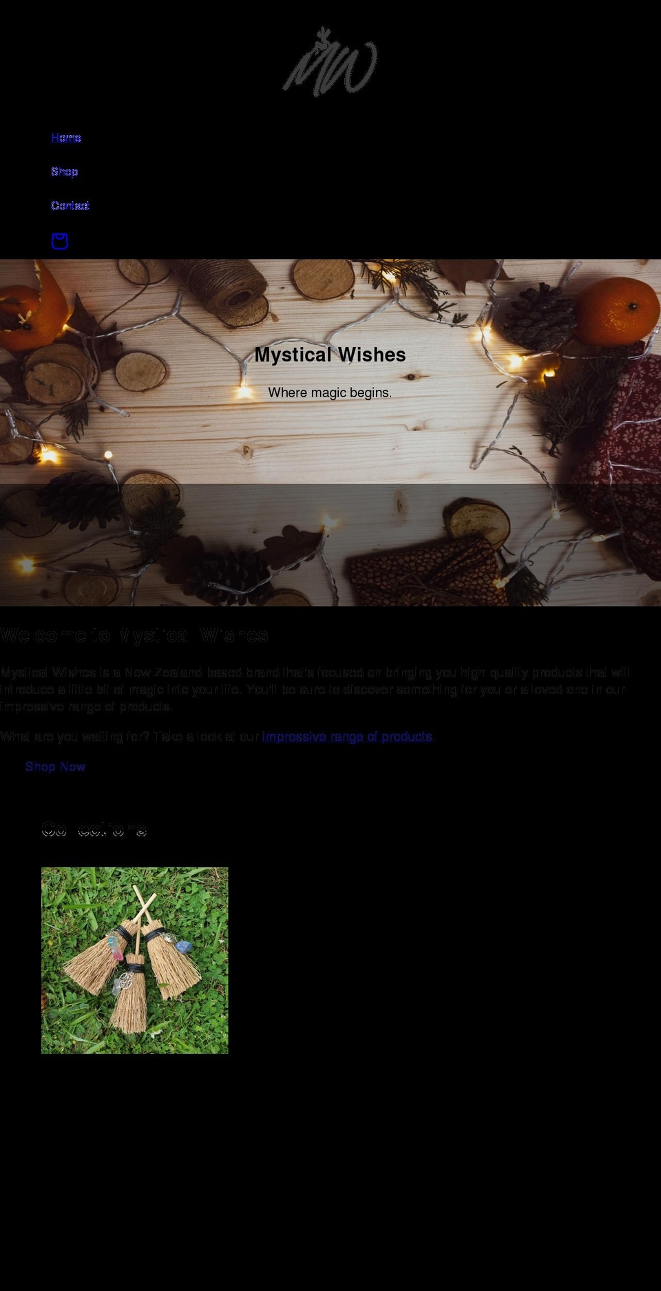 mysticalwishes.com shopify website screenshot