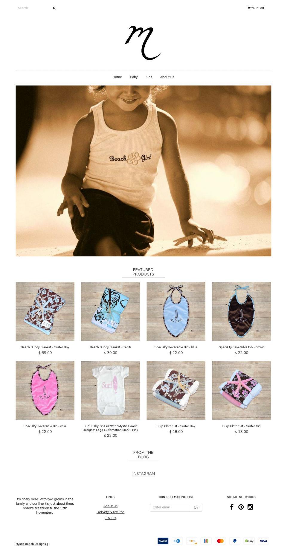 mysticbeachdesign.com — Shopify storefront screenshot