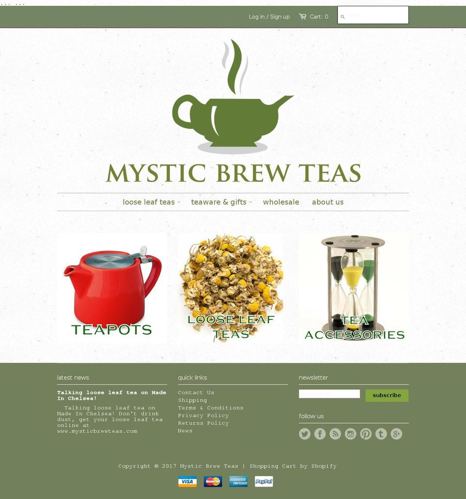 mysticbrewteas.com shopify website screenshot