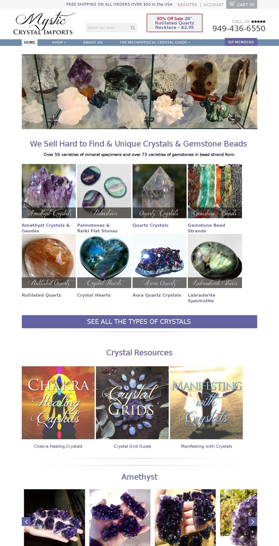 Shella Shopify theme site example mysticcrystalimports.com