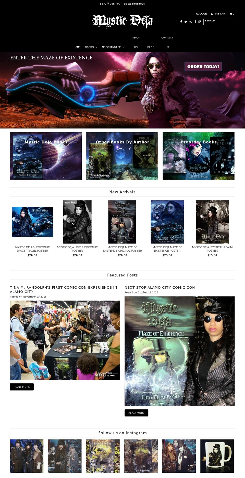 mysticdeja.com shopify website screenshot