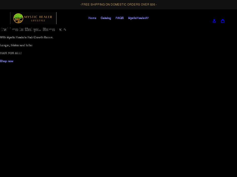 mystichealerlifestyle.com shopify website screenshot