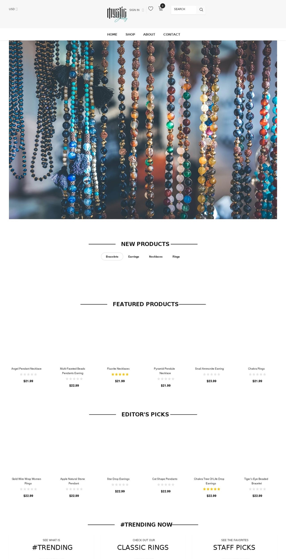 Cospora Shopify theme site example mysticjewelrystore.com