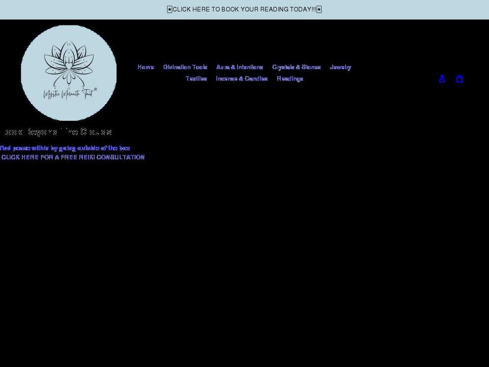 mysticmelanitetarot.com shopify website screenshot