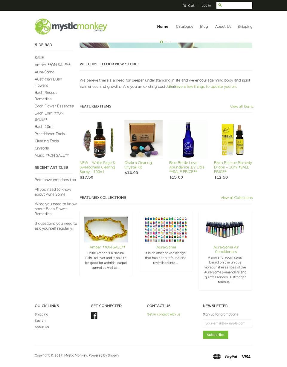 mysticmonkeys.org shopify website screenshot