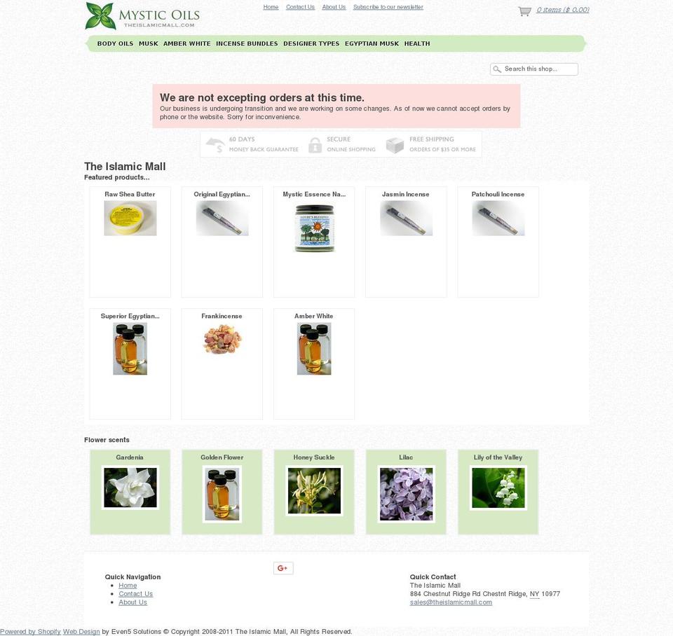 mysticoils.com — Shopify storefront screenshot