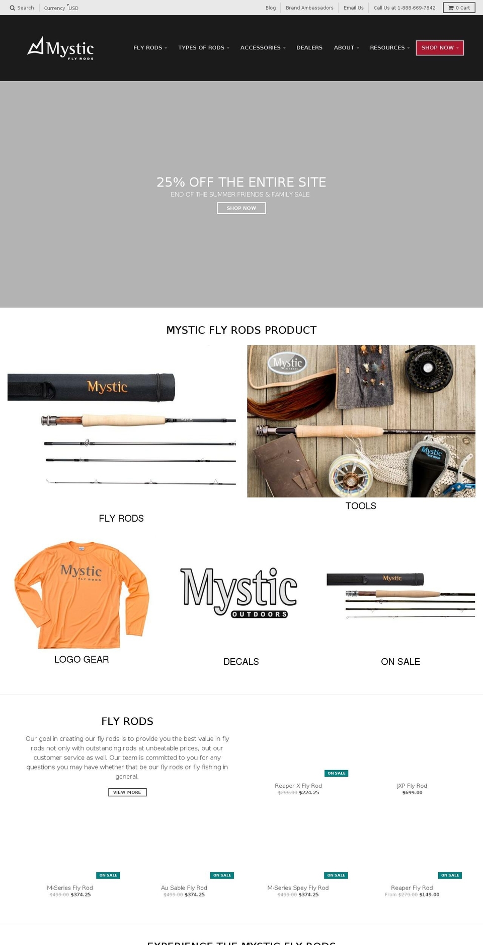mysticrods.com shopify website screenshot