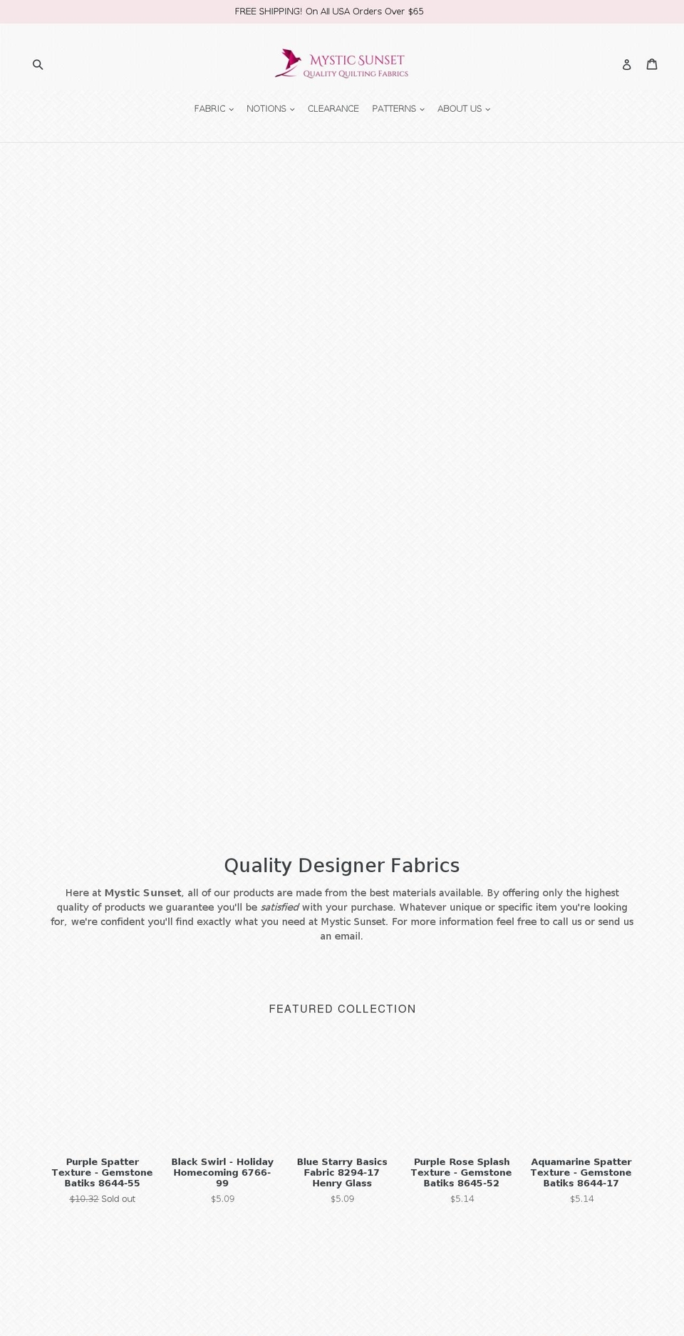 mysticsunset.com — Shopify storefront screenshot