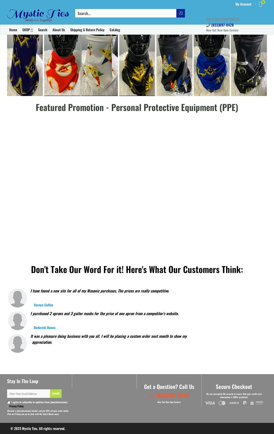 mysticties.com shopify website screenshot