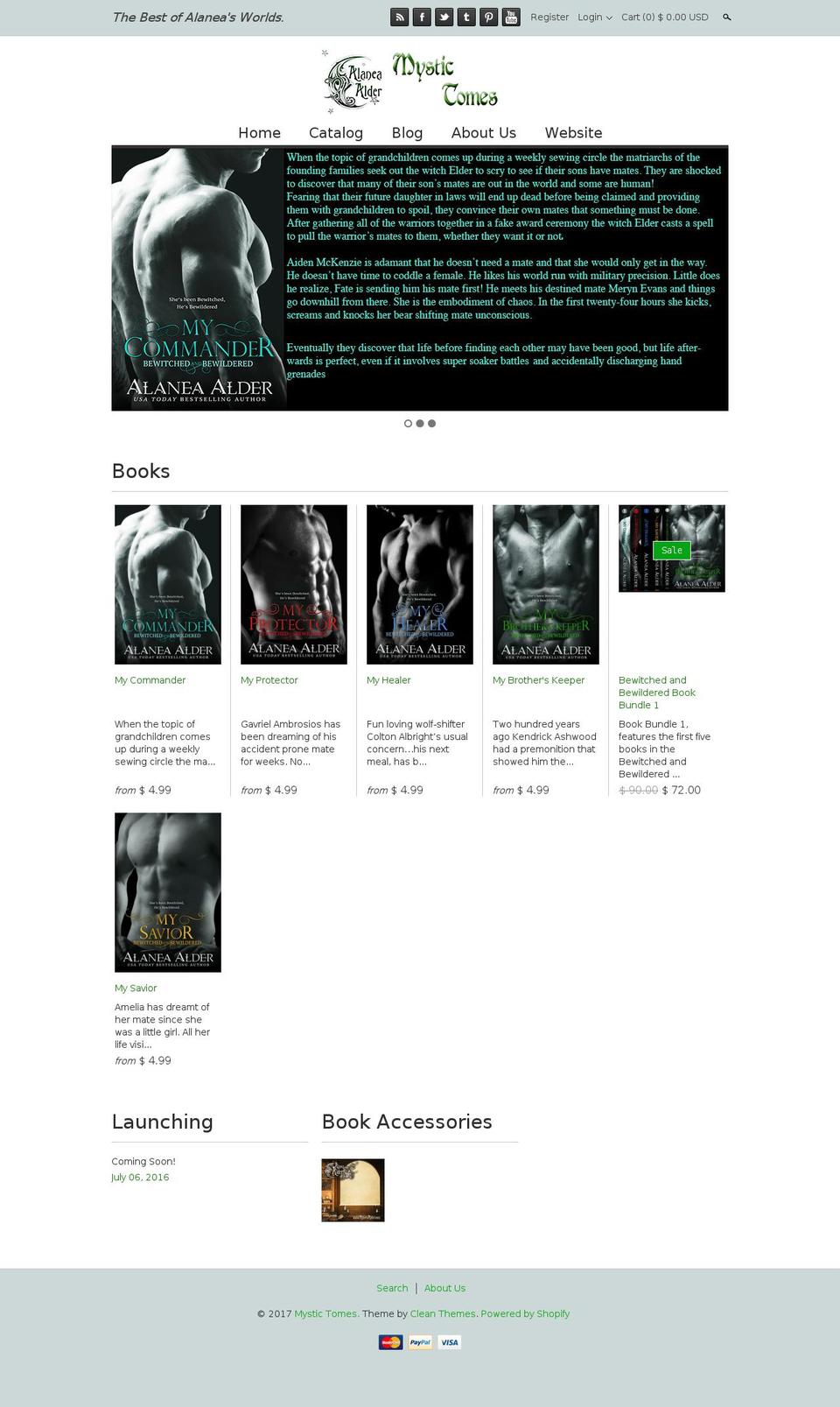 mystictomes.com shopify website screenshot