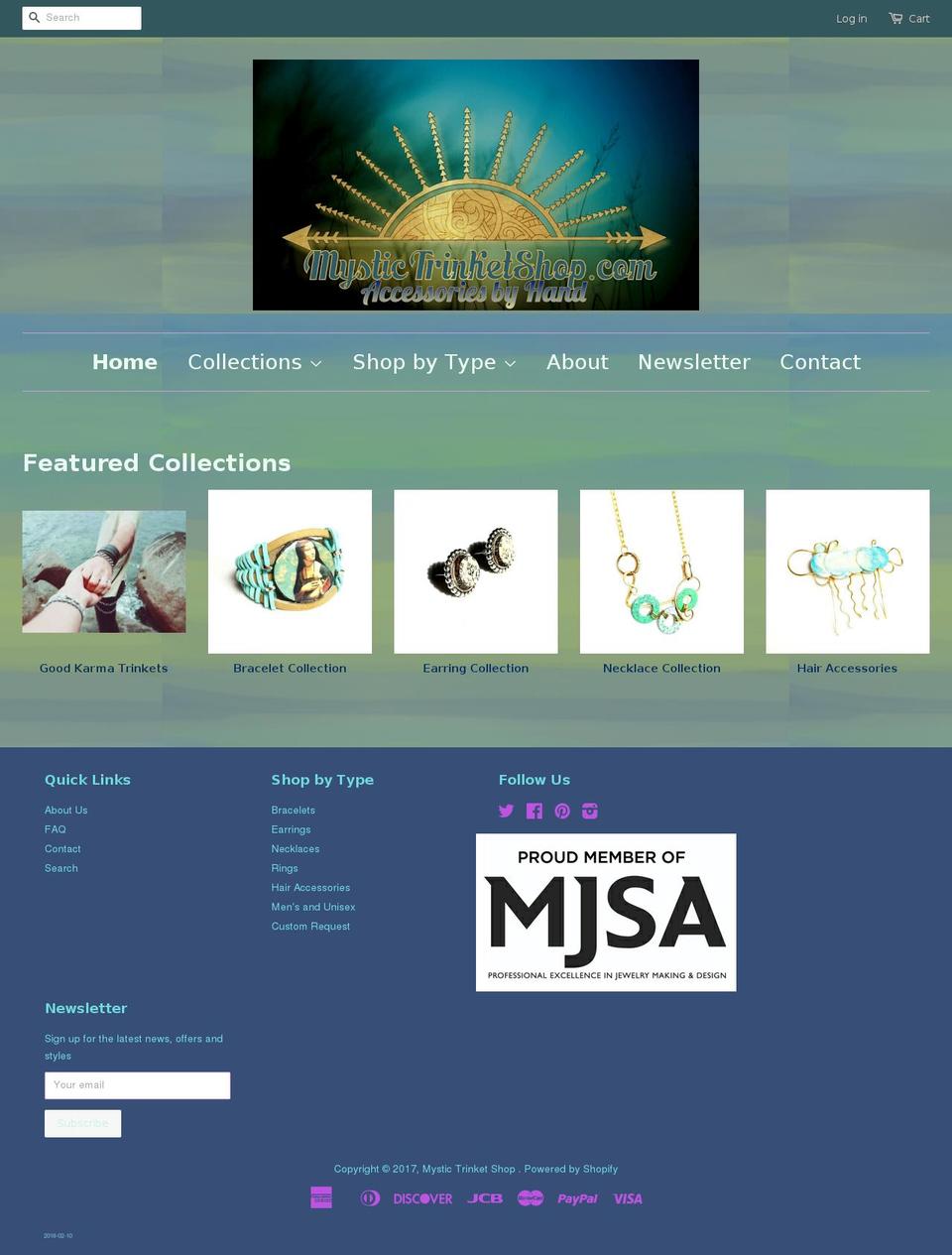 mystictrinket.com shopify website screenshot