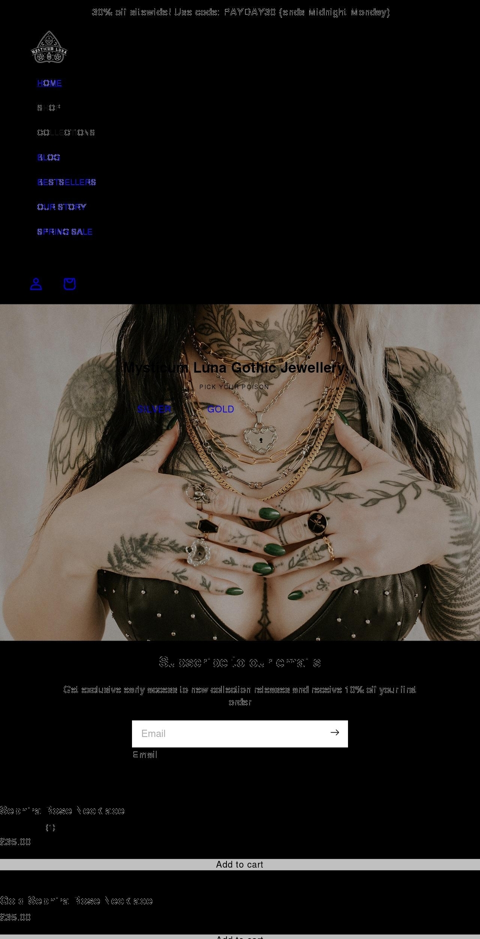 mysticumluna.com shopify website screenshot