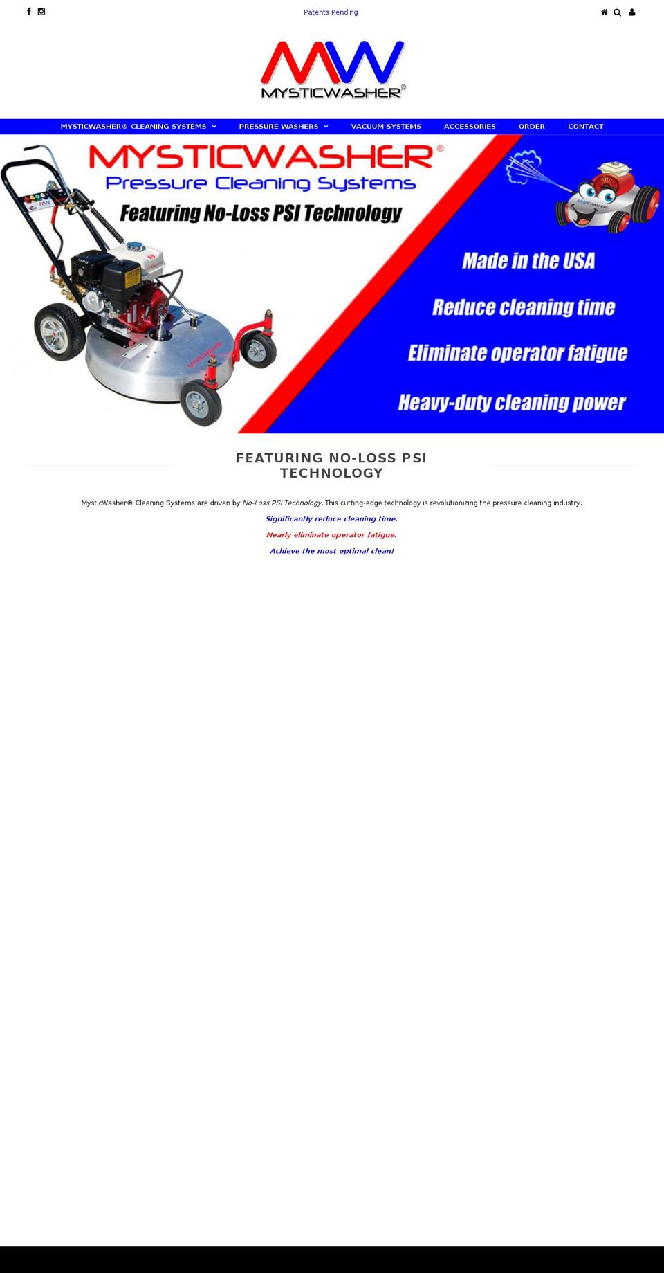 mysticwasher.com shopify website screenshot