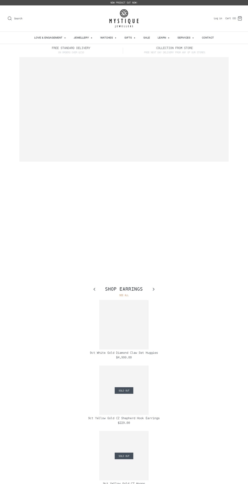 mystiquejewellers.com.au shopify website screenshot